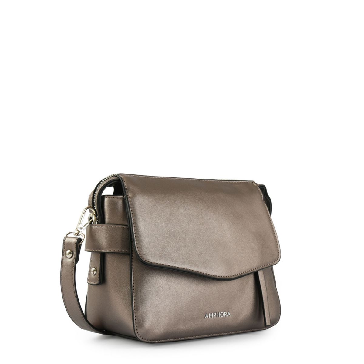 AMPHORA - Cartera Bandolera Pequeña Celeci Plateado Oscuro Amphora