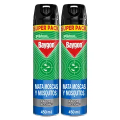 BAYGON - Pack 2 Insecticida Moscas y Mosquitos Aerosol 450 ml