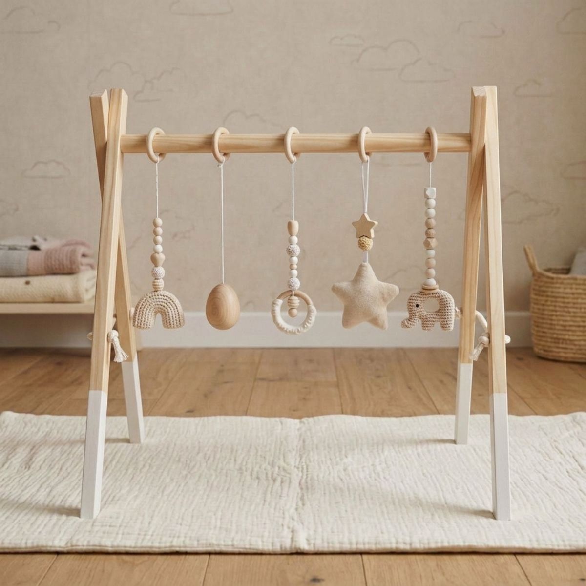 SPACEZAT - Gimnasio para Bebe de Madera Cuentas