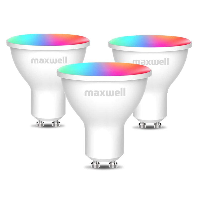 MAXWELL Ampolleta Inteligente Gu10 Wifi Rgb 5W Set de 3 | falabella.com