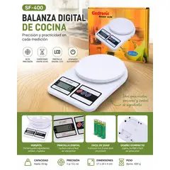 GENERICO - Balanza Digital De Cocina Gramera 10kg Alta Precisión Pantalla LCD Blanco