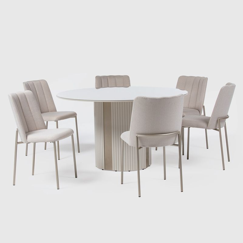 DECOCASA - Comedor Liege Redonda + 6 Sillas Elis L02 Champaña Decocasa