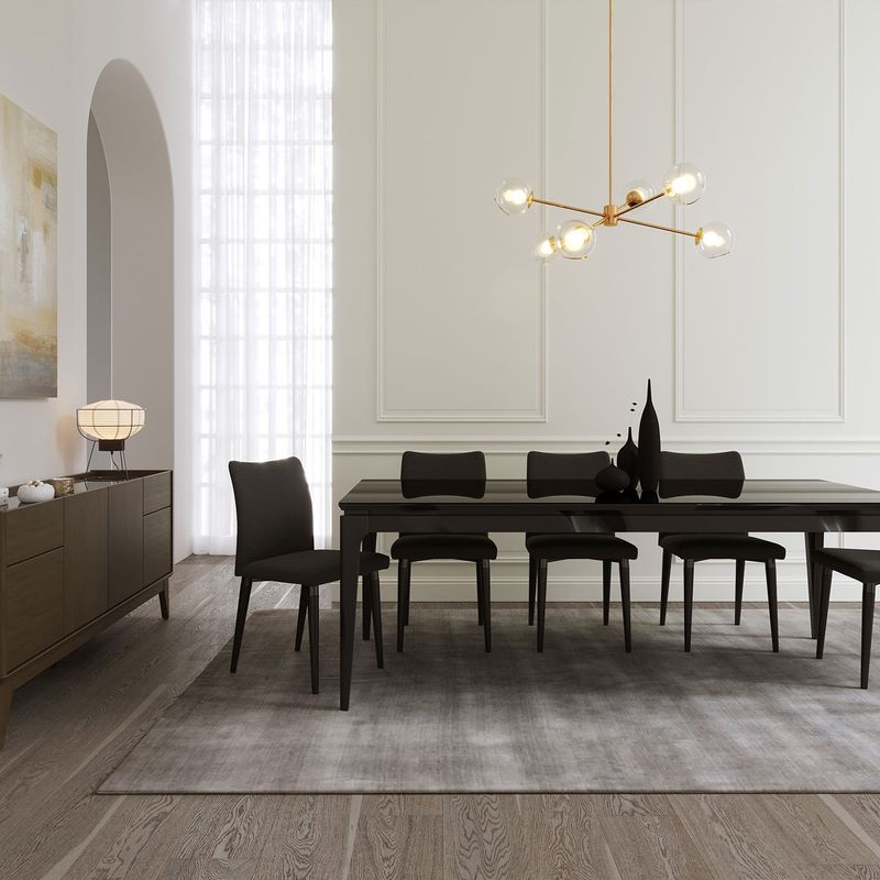 DECOCASA - Juego de Comedor Float 2.2 Negro+ 8 Sillas Iron Gris