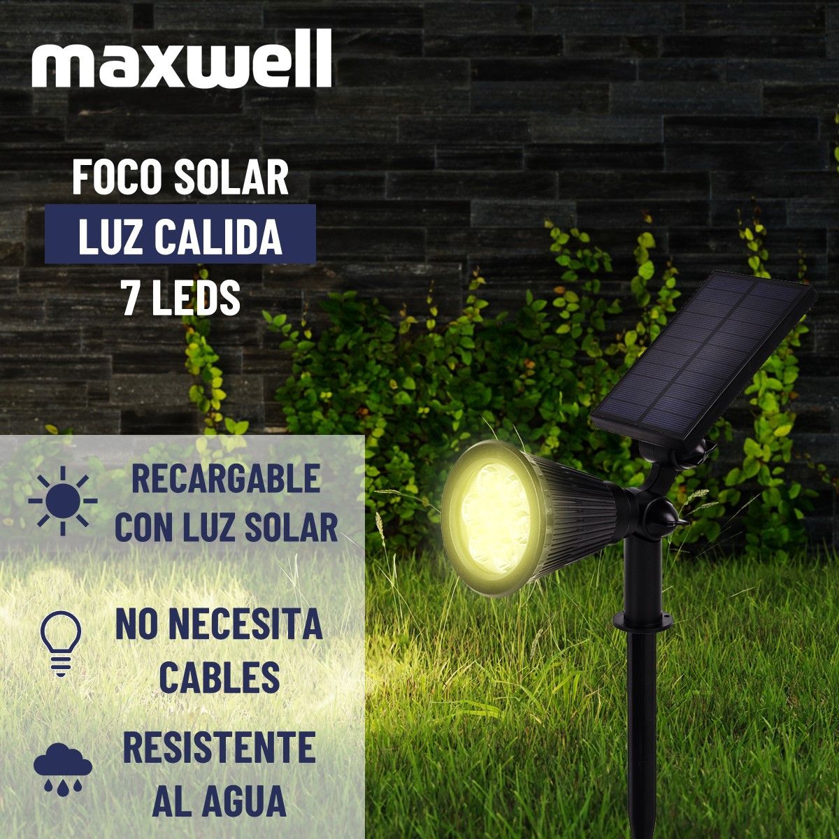 MAXWELL - Foco Estaca Solar Jardin Led Maxwell Impermeable