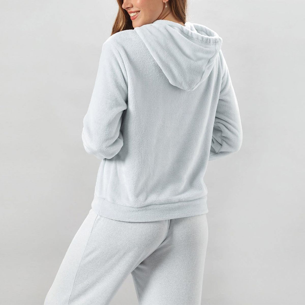 FLORES - Polerón Con Gorro Cerrado Mujer Flores