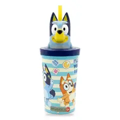 BLUEY - Vaso con Bombilla y Figura 3D 360ml 4 Años+