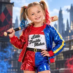 UTILISIMO - Disfraz Harley Quinn Metalizado Cosplay Niña