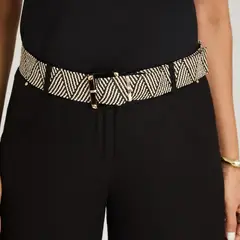 LORENZO DI PONTTI - Cinturón de Raffia con Hebilla Carey Mujer Negro