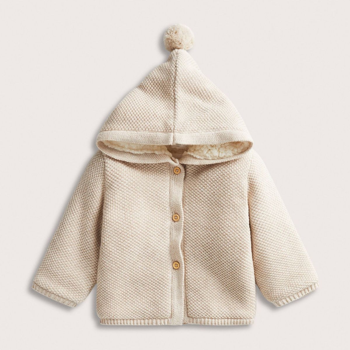 MANGO KIDS - Cárdigan Borreguito Capucha Pompon Niña