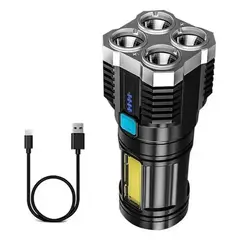 GENERICO - Linterna Led Flashlight Recargable USB 1000lm Alcance 330m 4 Modos COB LABG