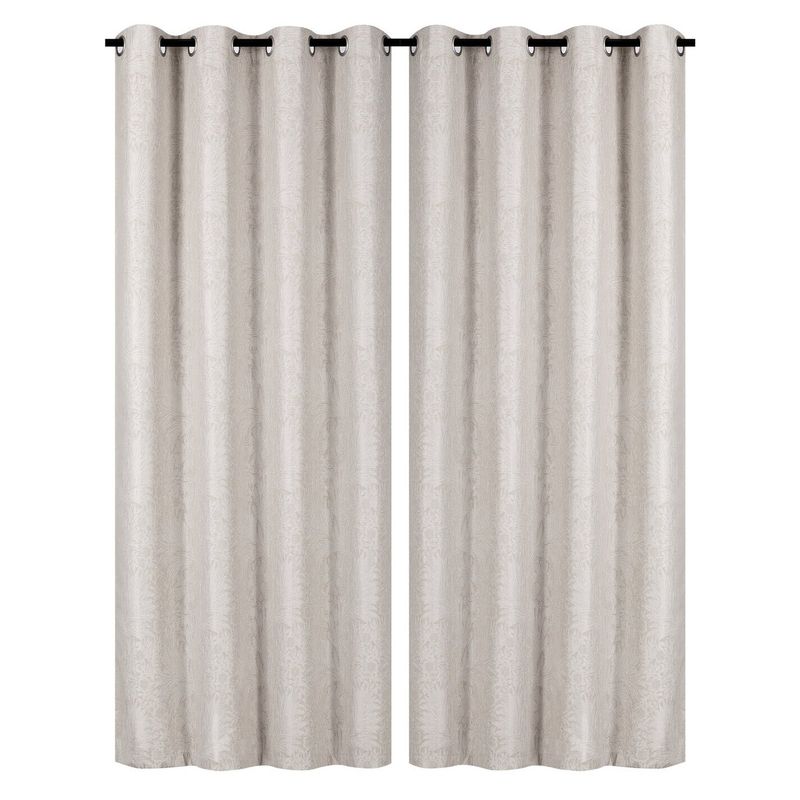 CLEMS CORTINAS - Pack  Cortina Black Jacquard Flores Café  135X225