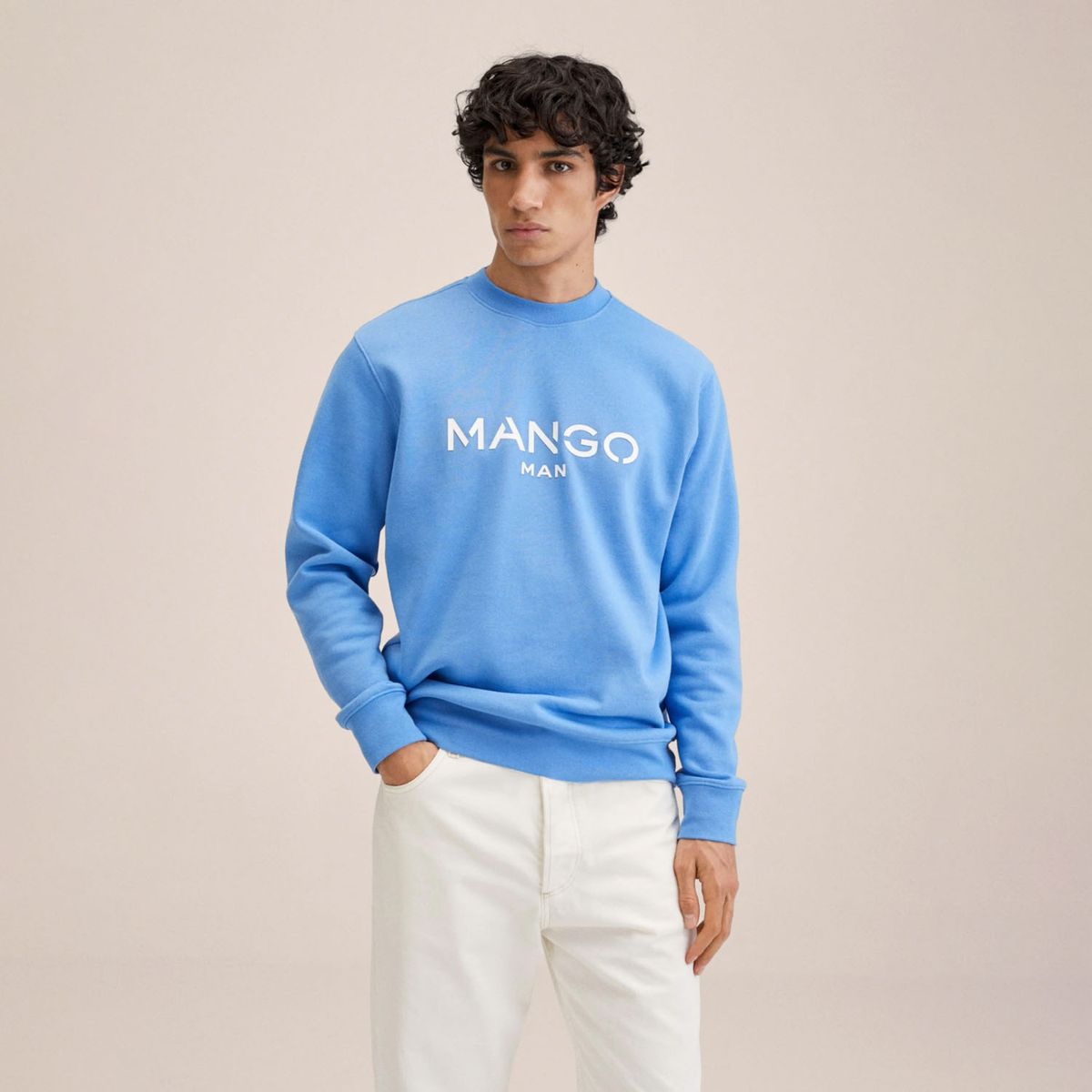 MANGO MAN - Mango Man Poleron Algodón Logo Hombre