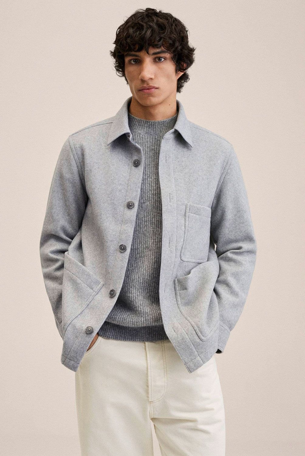 MANGO MAN - Mango Man Sobrecamisa Franela Bolsillos Hombre
