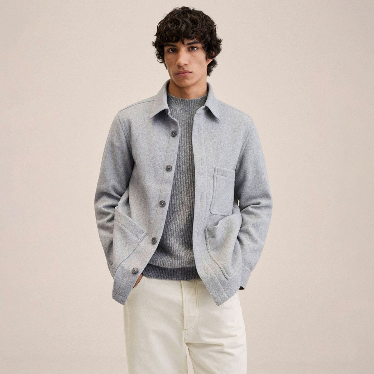 MANGO MAN - Mango Man Sobrecamisa Franela Bolsillos Hombre