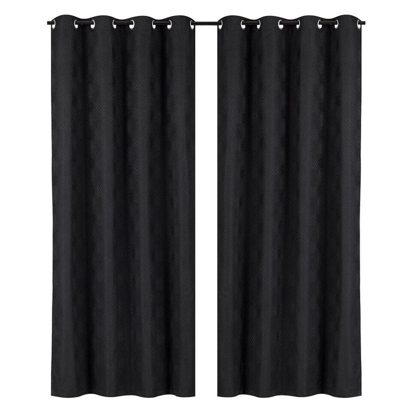 CLEMS CORTINAS - Pack Cortina Black Jacquard Geom Negro 135X225 Cm