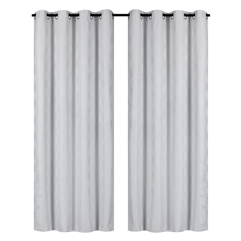 CLEMS CORTINAS - Pack Cortina Black Jacquard Geom Blanco 135X225 Cm