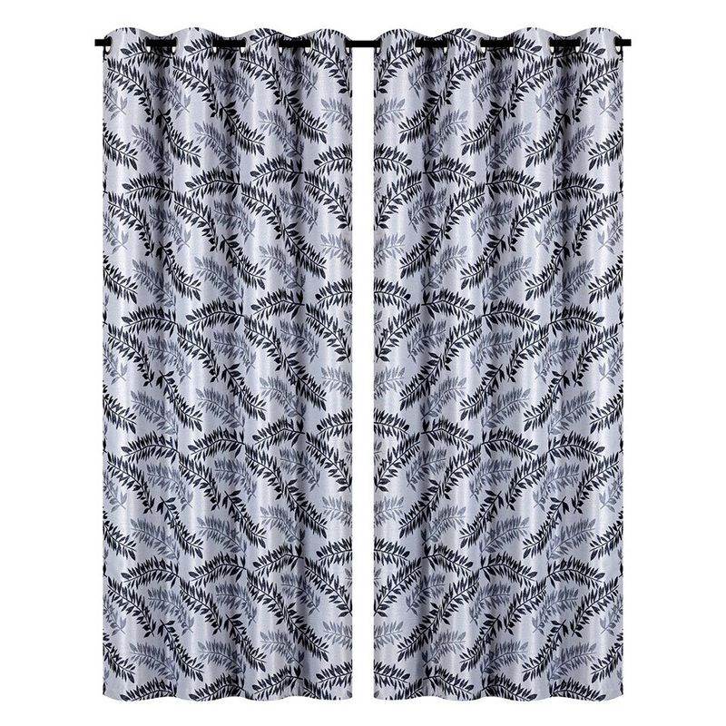 CLEMS CORTINAS - Pack Cortina Black Jacquard Ramas Gris 140X225Cm