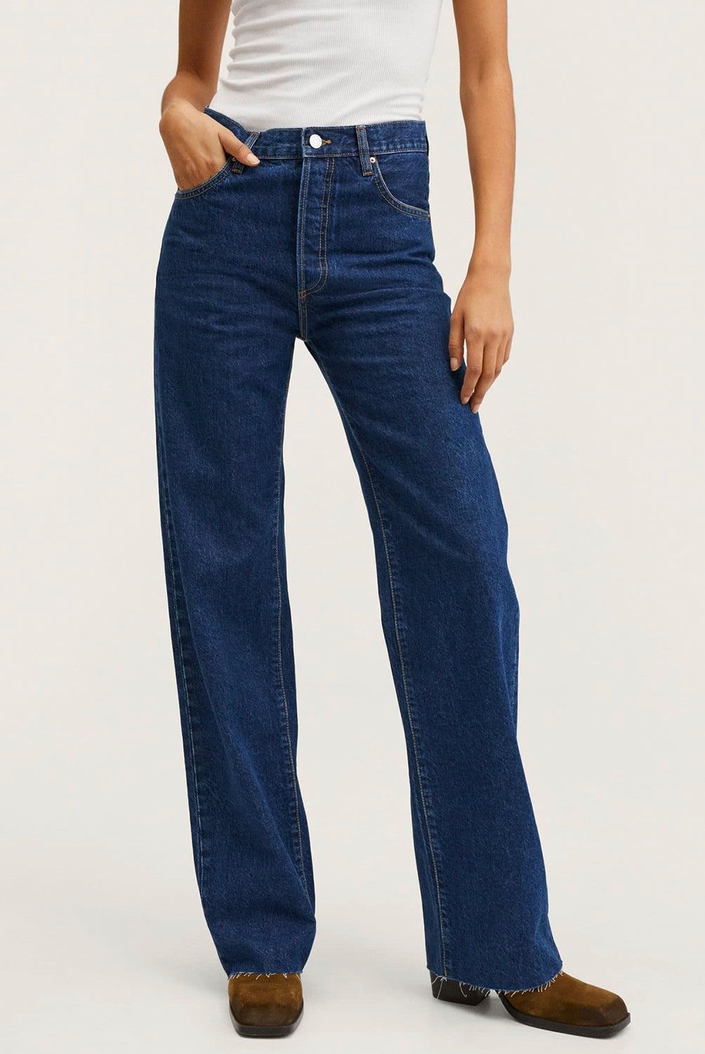 MANGO - Jeans Wide Leg Nora Tiro Alto Mango