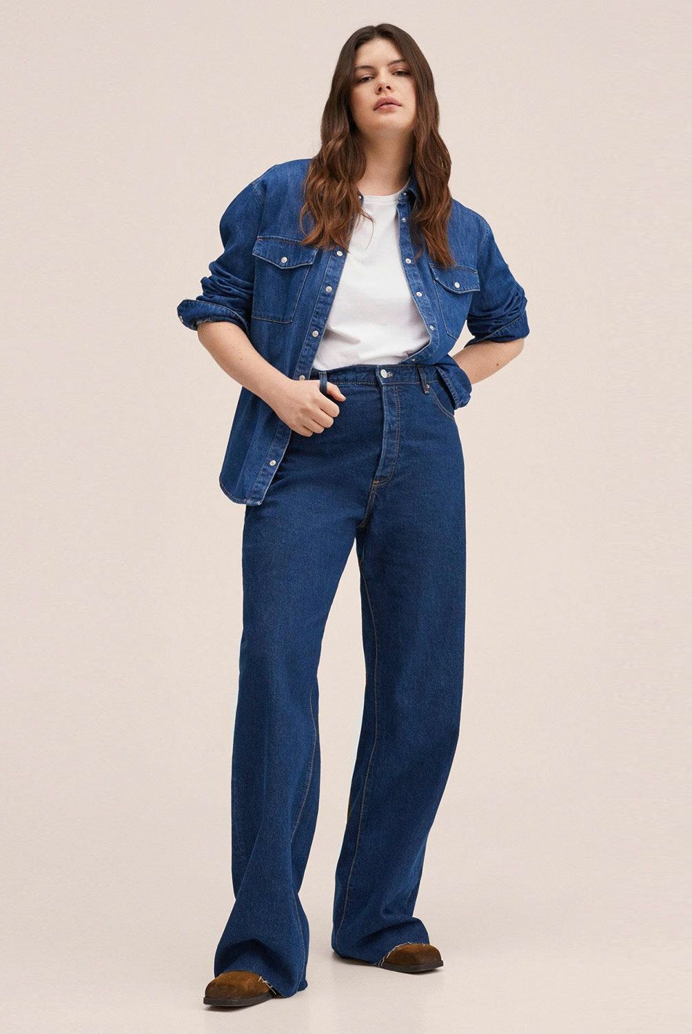 MANGO - Jeans Wide Leg Nora Tiro Alto Mango