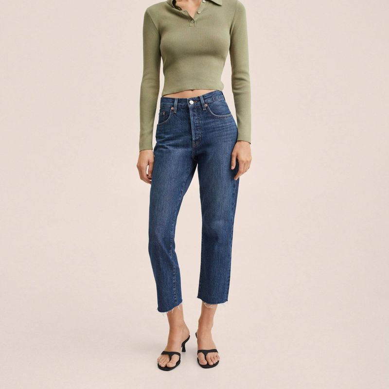 MANGO - Jeans Recto Havana Tiro Alto Mujer Mango