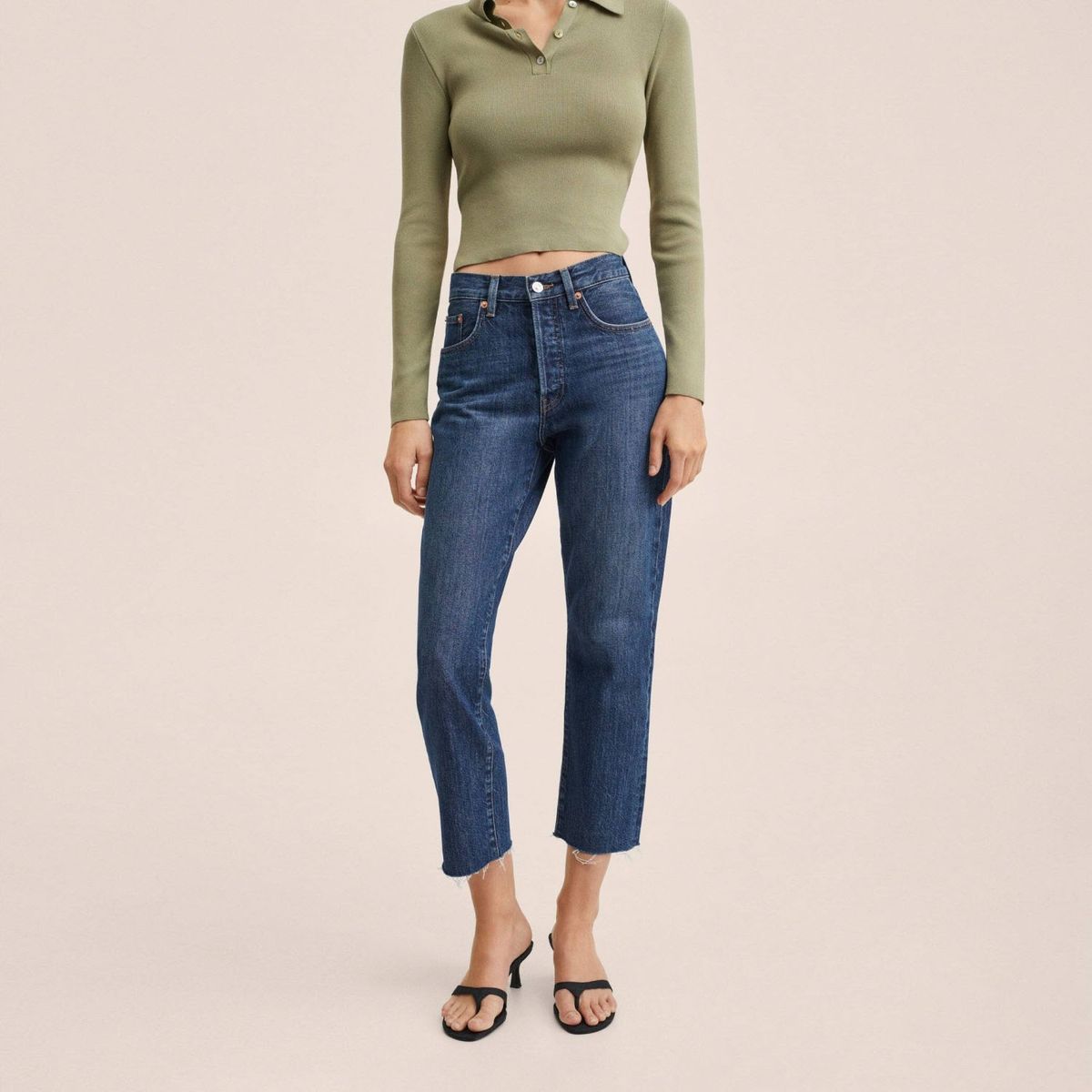 MANGO - Jeans Recto Havana Tiro Alto Mujer Mango