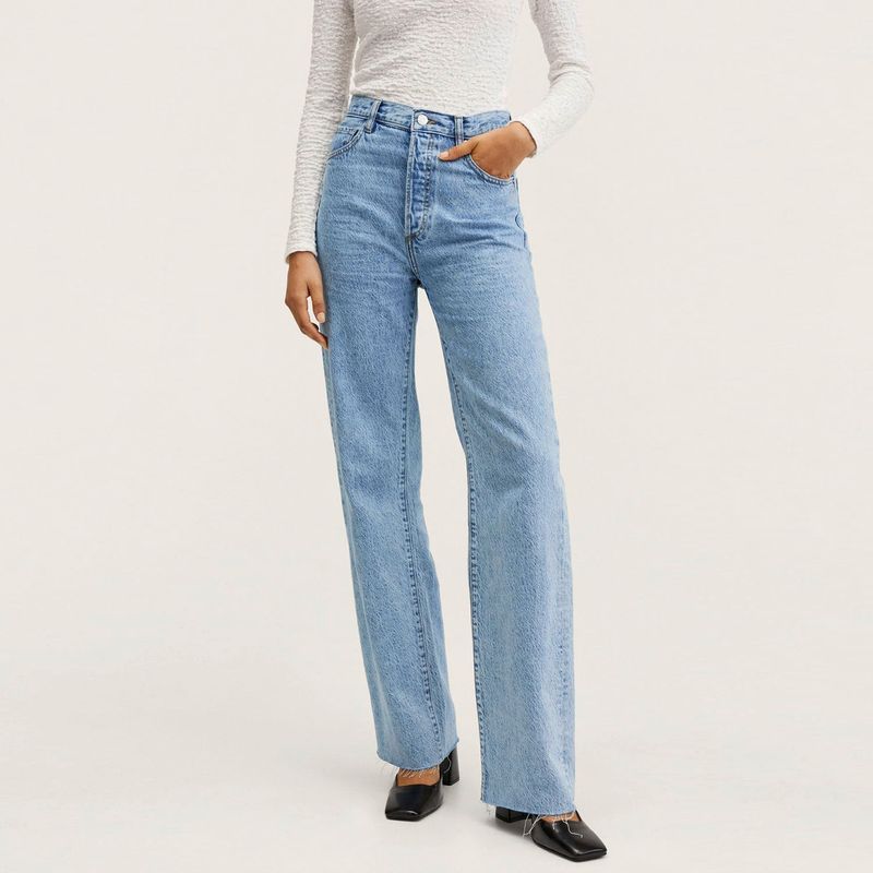 MANGO - Jeans Wide Leg Nora Tiro Alto Mango