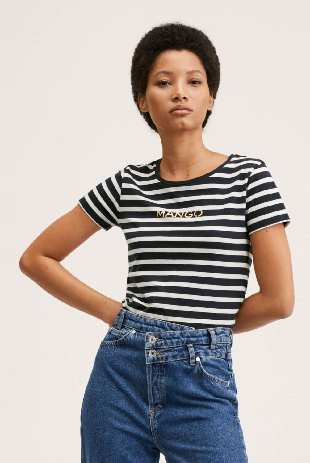 MANGO - Mango Polera Algodón Rayas Mangora-H Mujer