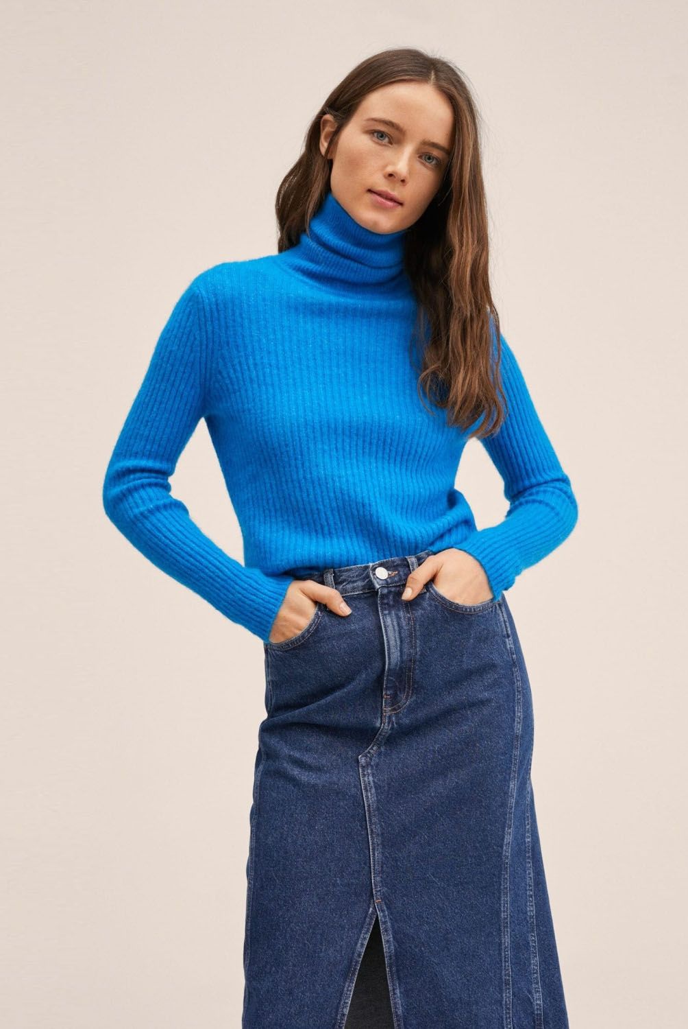 Mango - Mango Falda Denim Abertura Scarlet Mujer