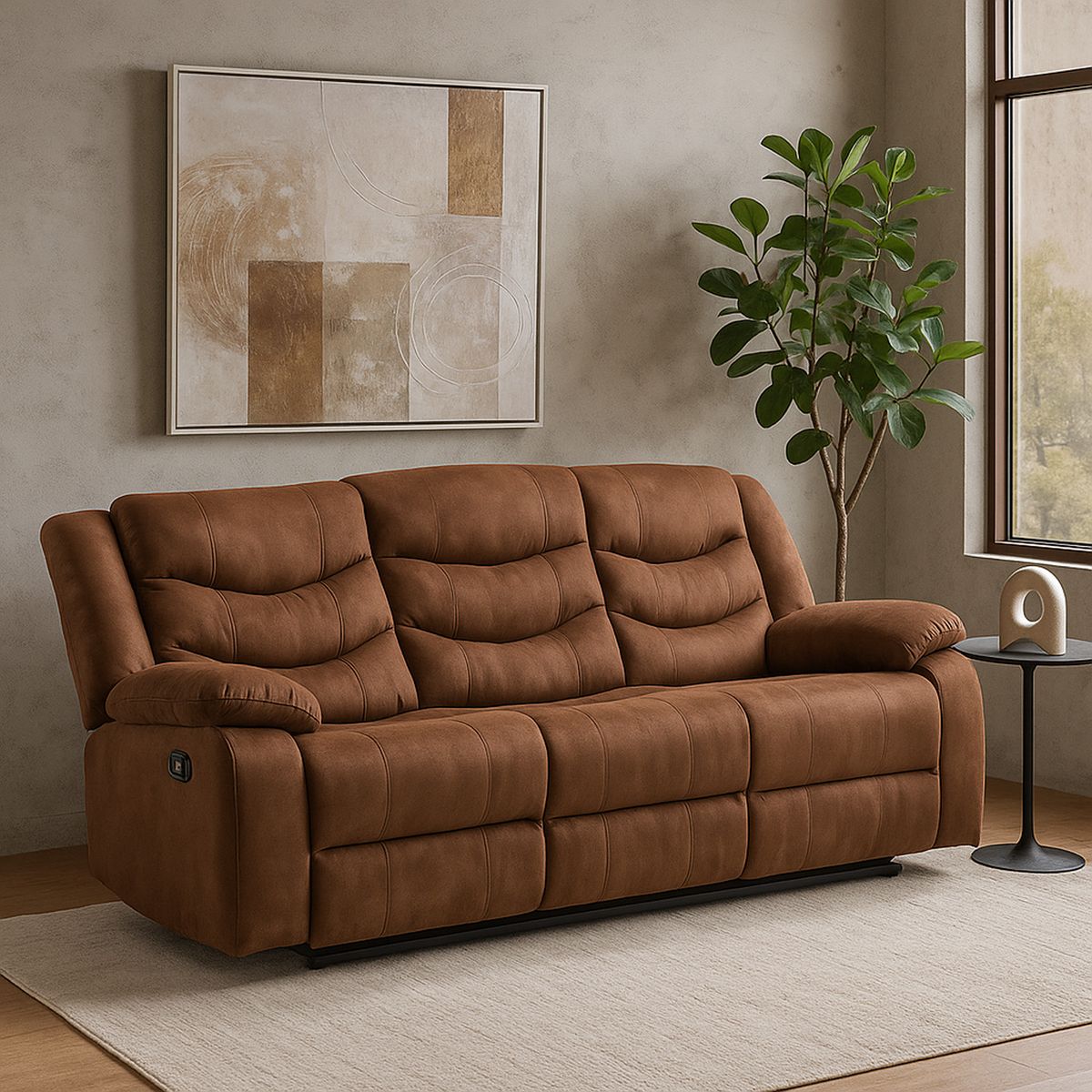 DANIELS - Sofá Reclinable 3 Cuerpos Laredo C/Posa Vaso Daniels