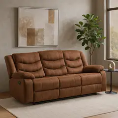 DANIELS - Sofá Reclinable 3 Cuerpos Laredo C/Posa Vaso Gris