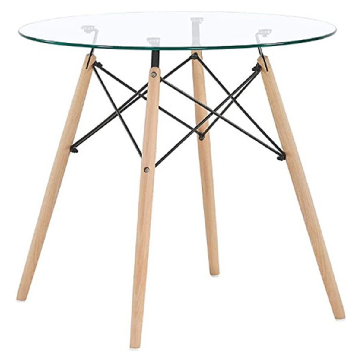 USA - Mesa Redonda Vidrio y Madera 80X80X74Cm