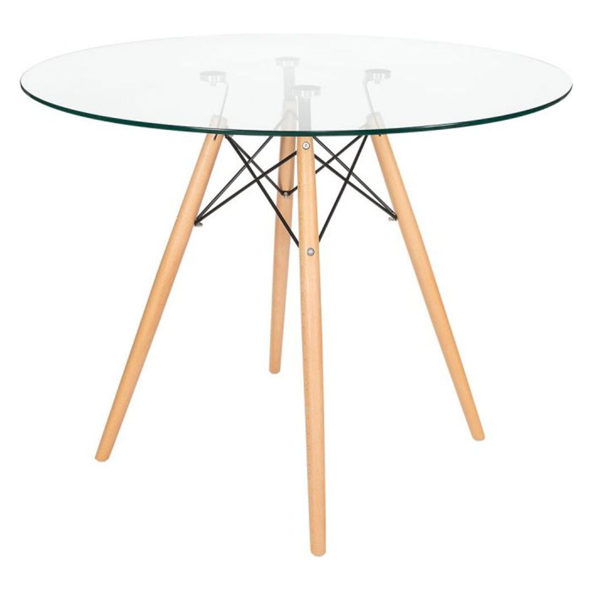 USA - Mesa Redonda Vidrio y Madera 80X80X74Cm