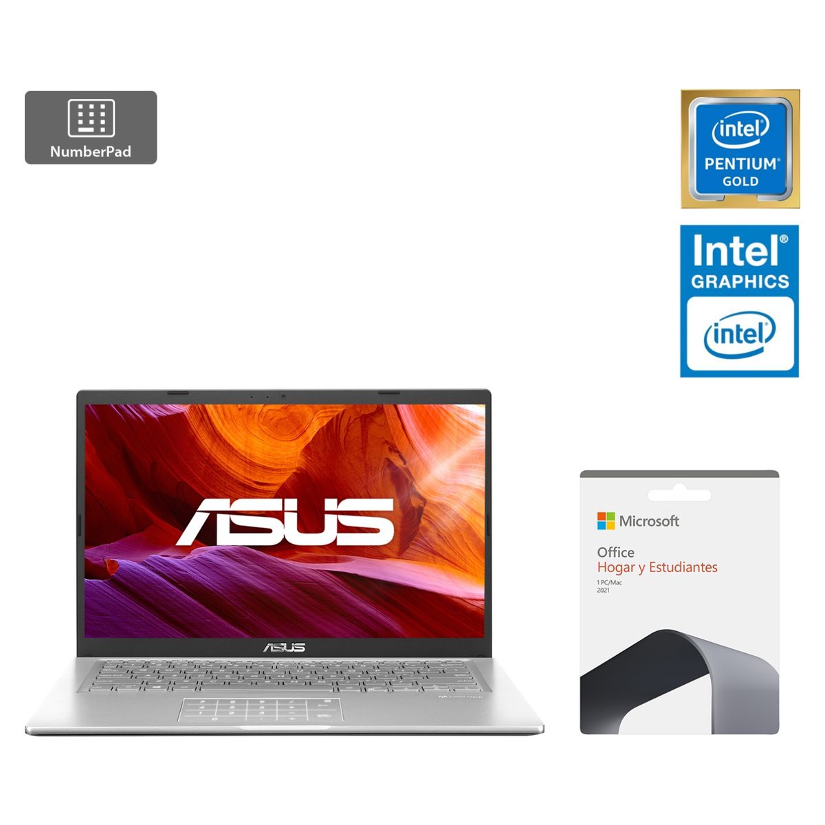ASUS - Notebook Asus Laptop X415EA-EB1442WS intel Pentium Gold 4GB RAM 128GB SSD 14" FHD