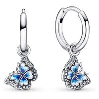Aretes De Aro Mariposa Azul Mujer
