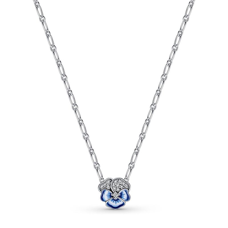 PANDORA - Collar Flor Pensamiento Azul Mujer Pandora