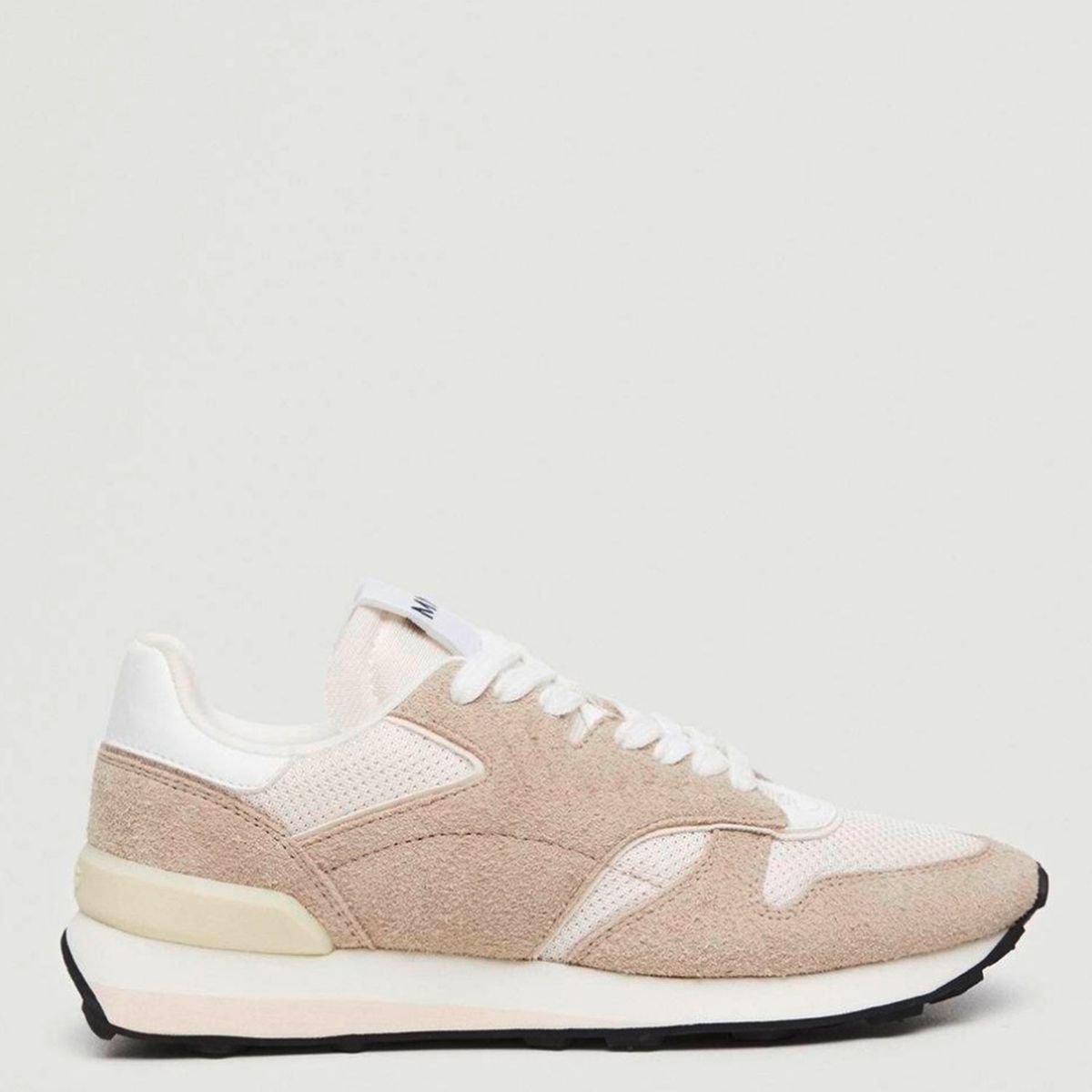 MANGO - Zapatilla Urbana Mujer Cuero Beige Mango