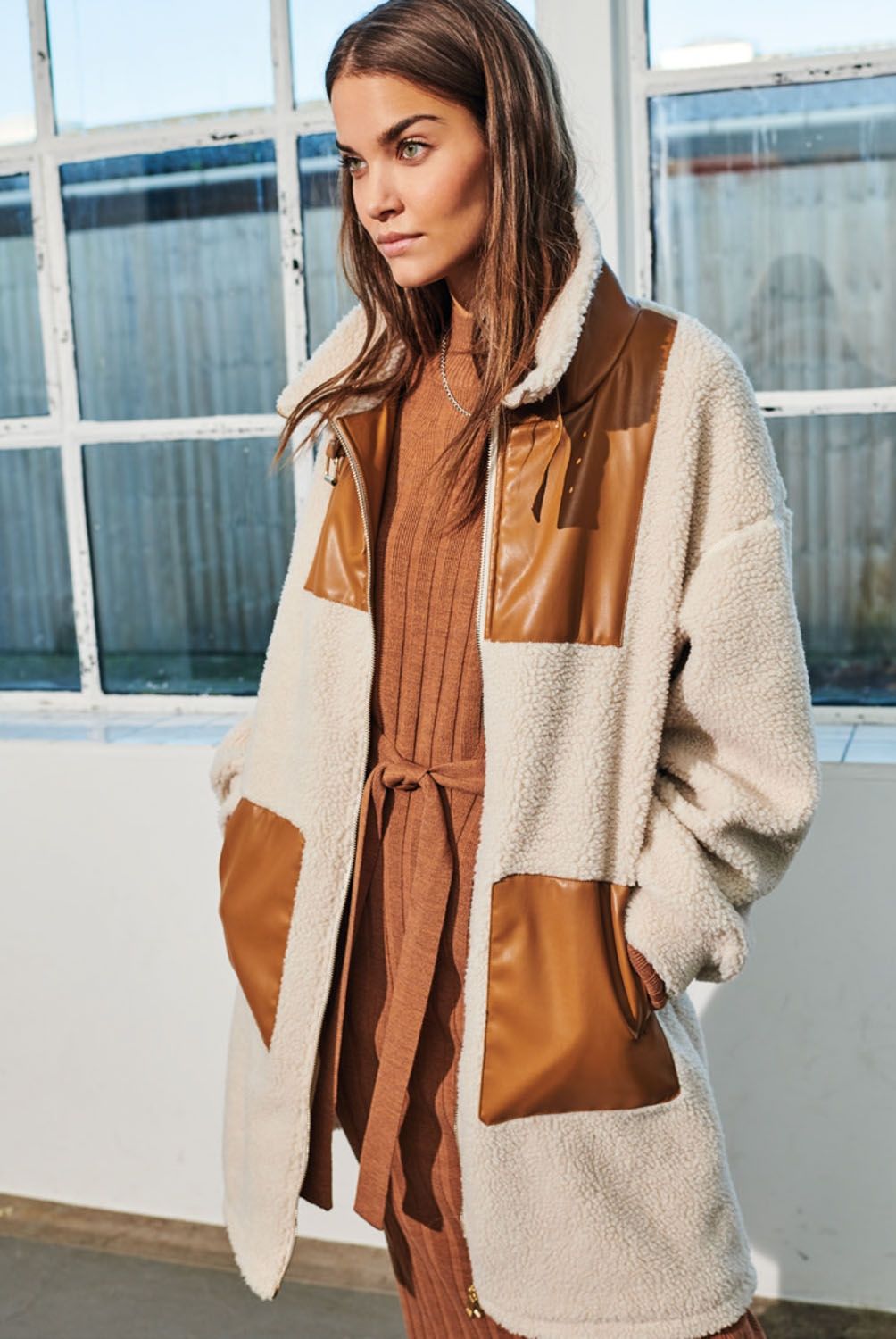 ONLY - Chaqueta Chiporro Larga Mujer