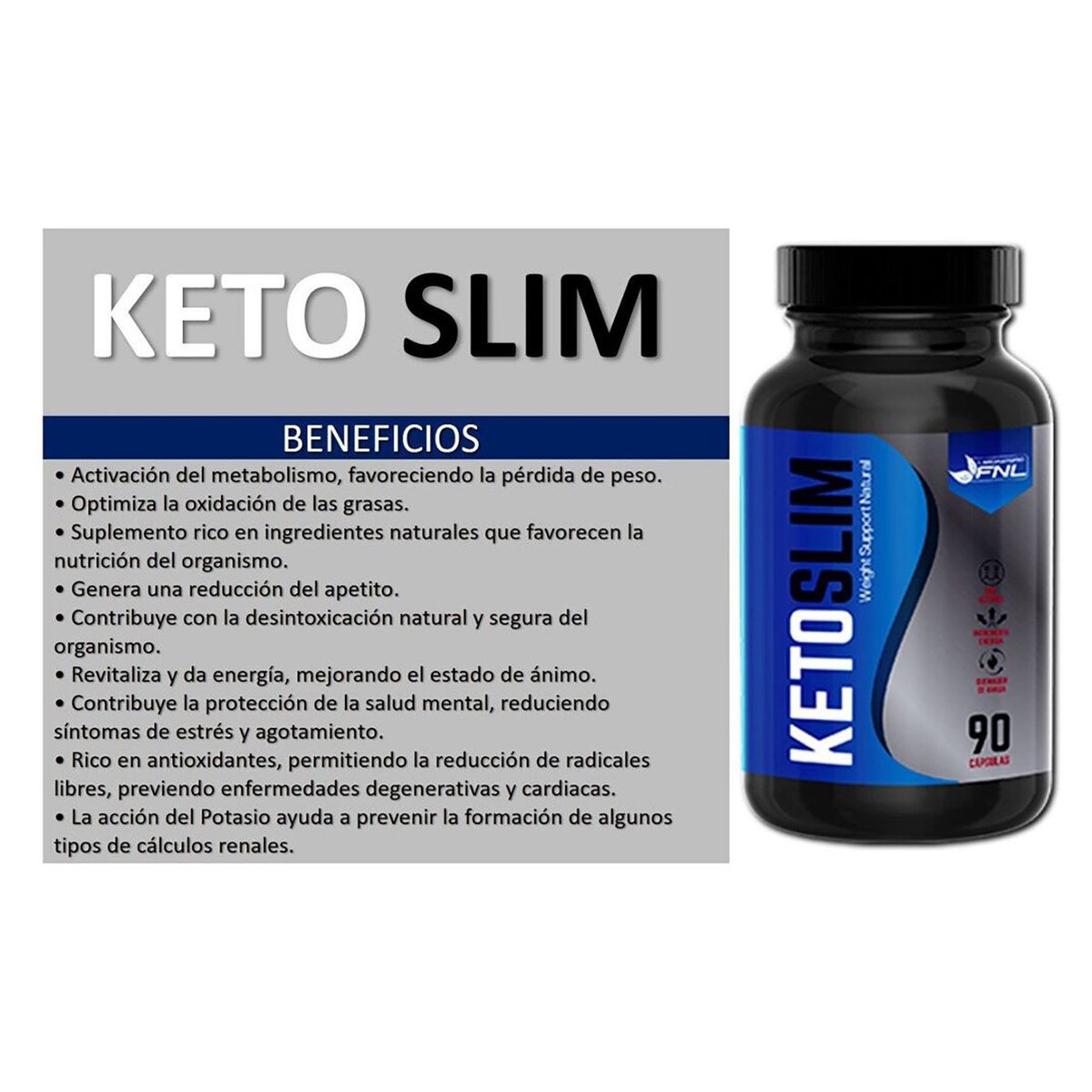GENERICO - Keto Slim 90 Capsulas Quemador De Grasa Fnl
