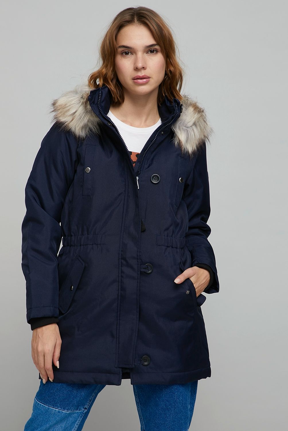 ONLY - Parka Acolchada Capucha Con Pelos Mujer