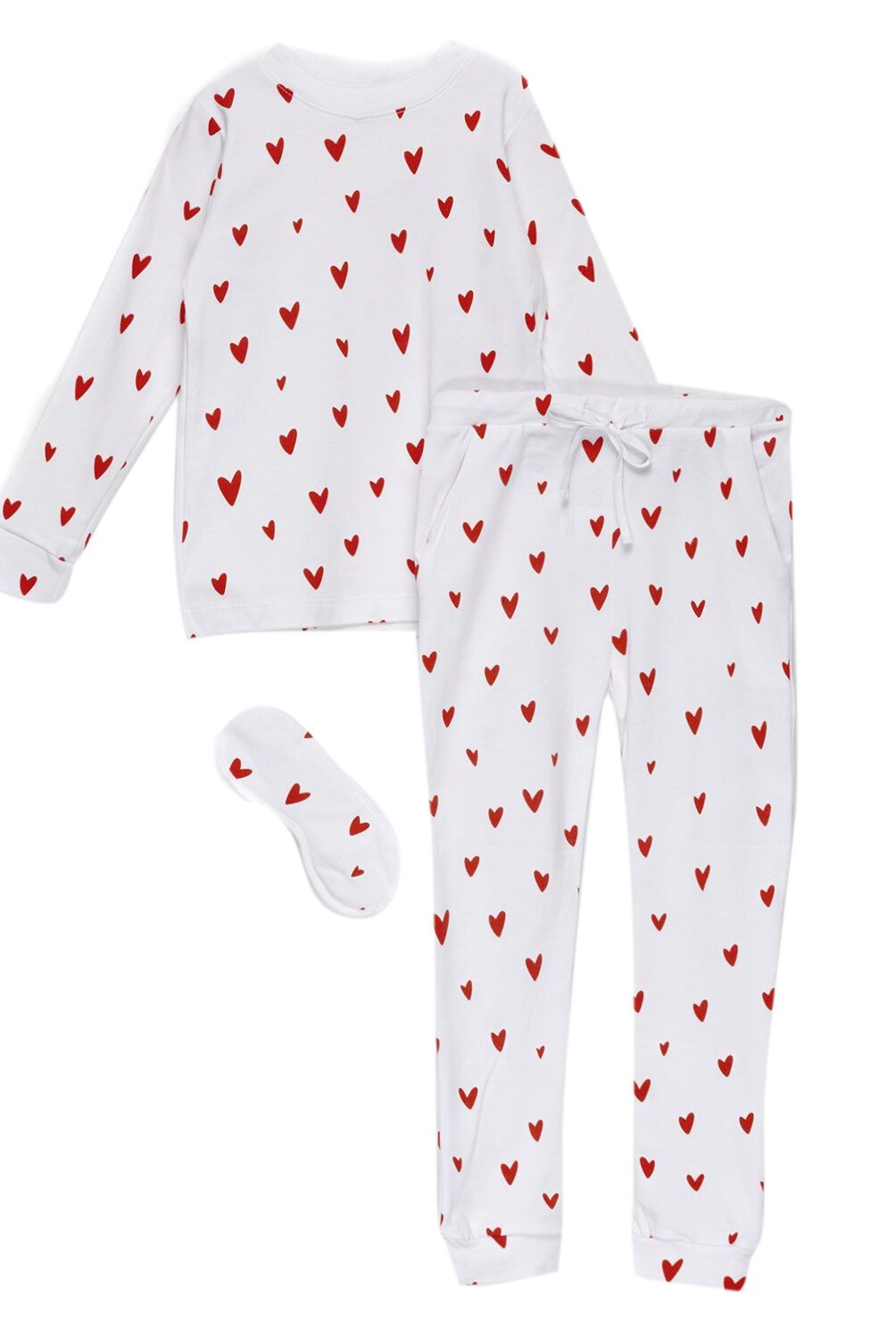 COYOTE KIDS - Pijama Blanco Corazones Rojos Mama Hija