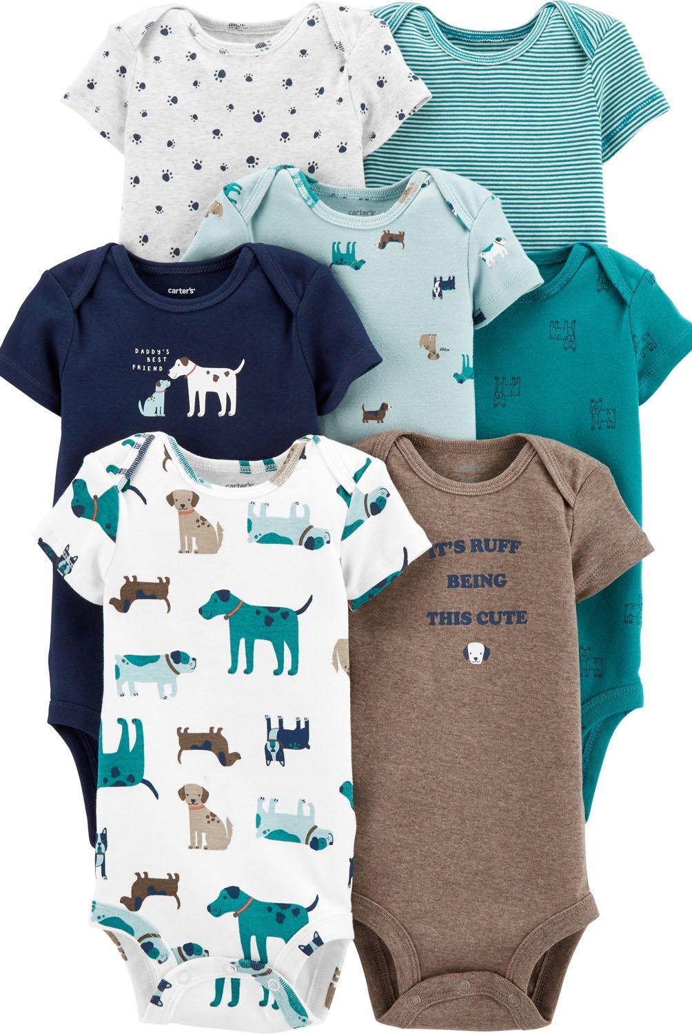 CARTER'S - Pack De Bodys 7 Unidades Manga Corta Bebé Niño Carter's