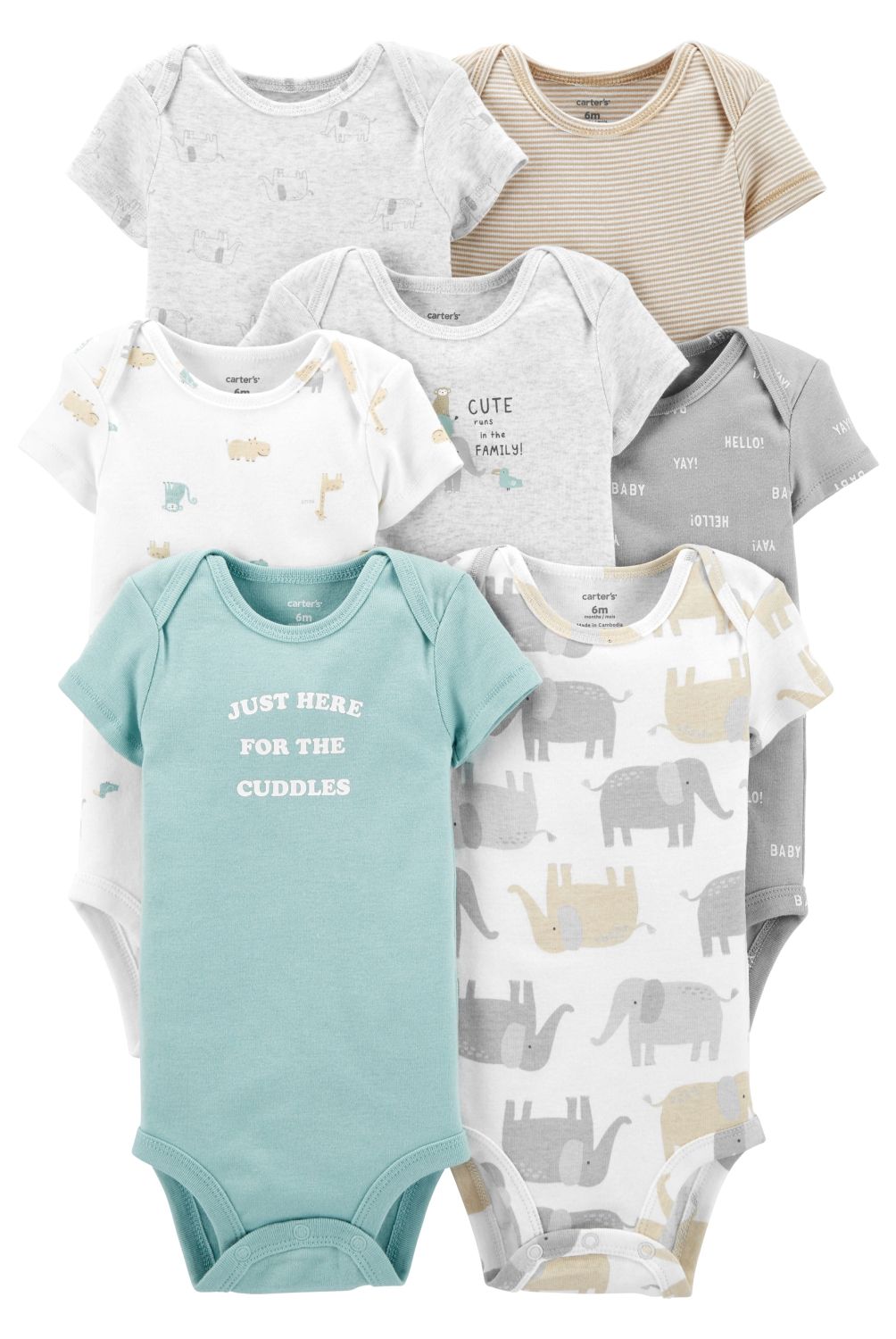 CARTER'S - Pack de Body 7 Unidades Manga Corta Unisex Bebé Carter´s