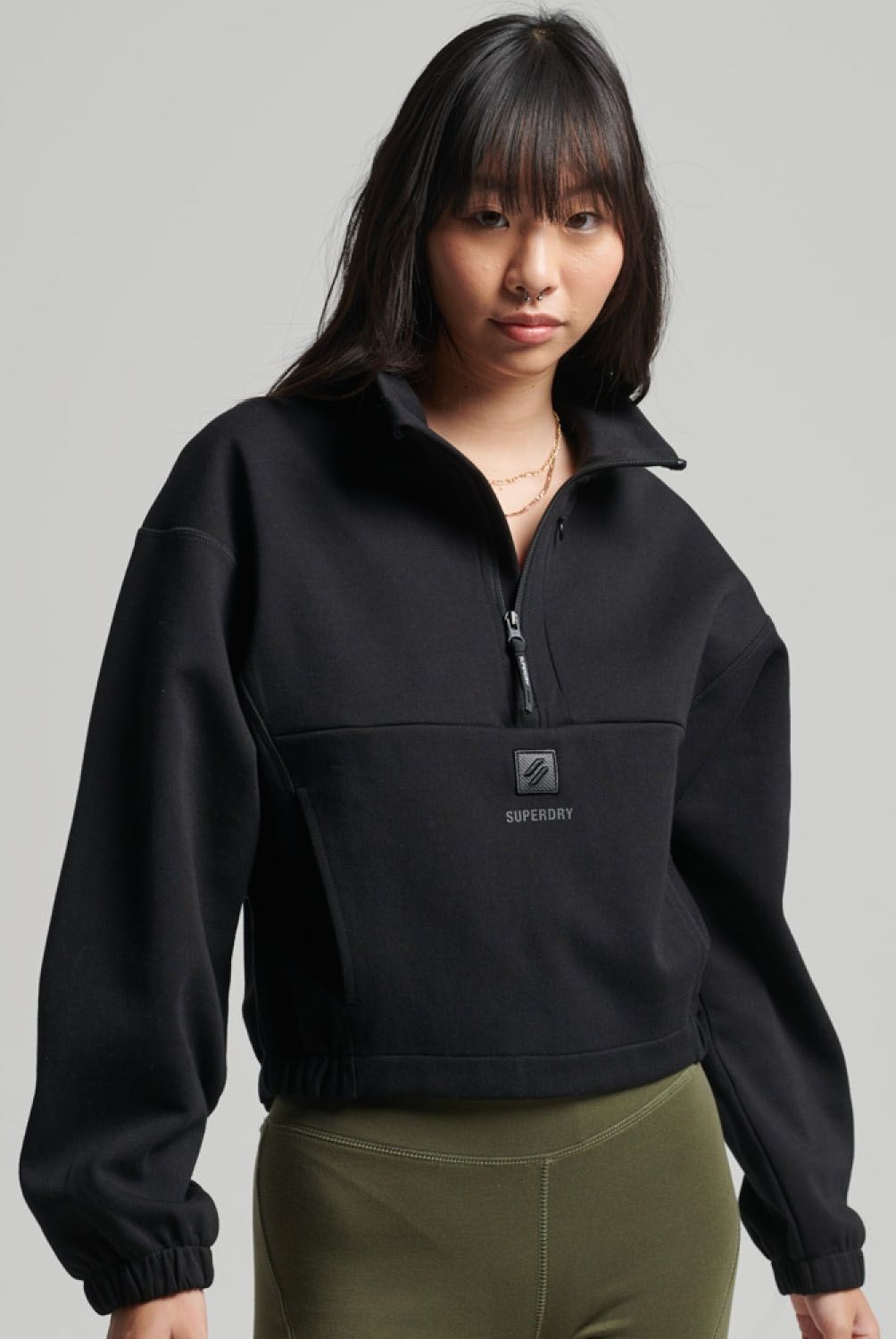 SUPERDRY - Superdry Polerón Tech Con Media Cremallera Y Manga Murciélago Mujer