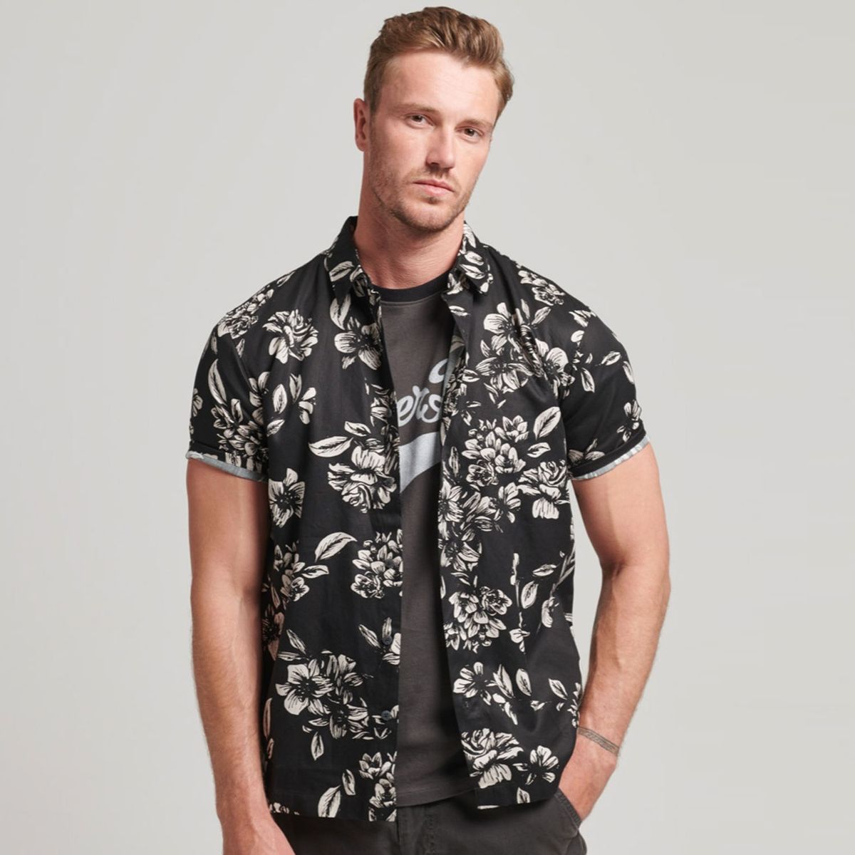 SUPERDRY - Camisa Hawaiana Con El Logotipo Vintage Logo Hombre Superdry