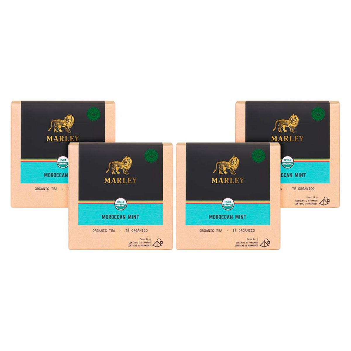 MARLEY COFFEE - Pack Marley  Moroccan Mint  Pyramid  Té verde x4