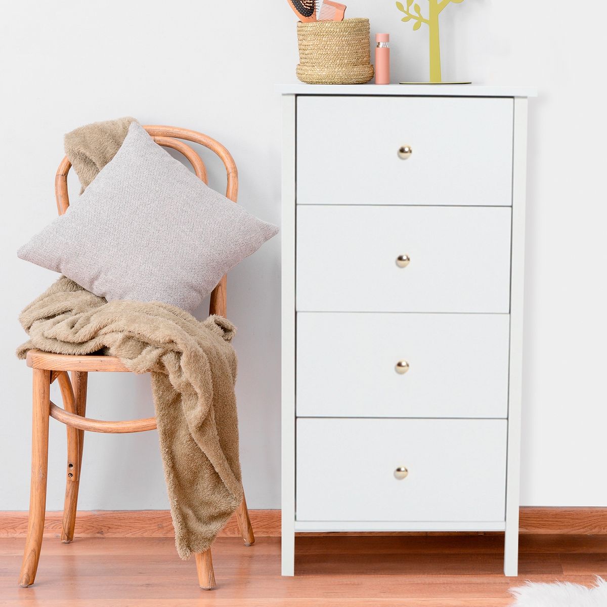 NOVAHUS - Cómoda 4 Cajones Blanco