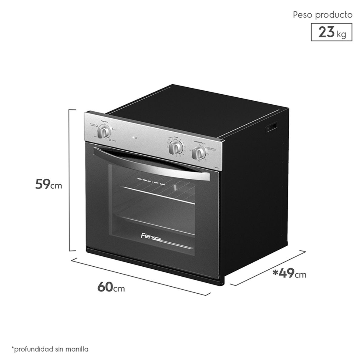 FENSA - Horno Empotrable 66 Litros F 1060R A Fensa