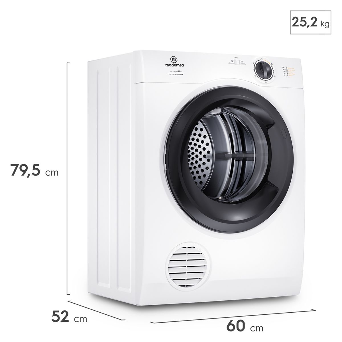 MADEMSA - Secadora Eléctrica 7 Kg Evacuación 7D BZG Mademsa