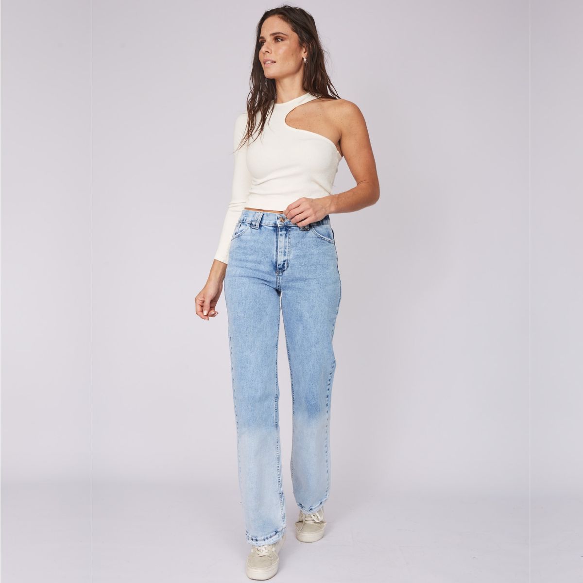 DINAMICA - Dinamica Jeans Straight Tiro Medio Mujer
