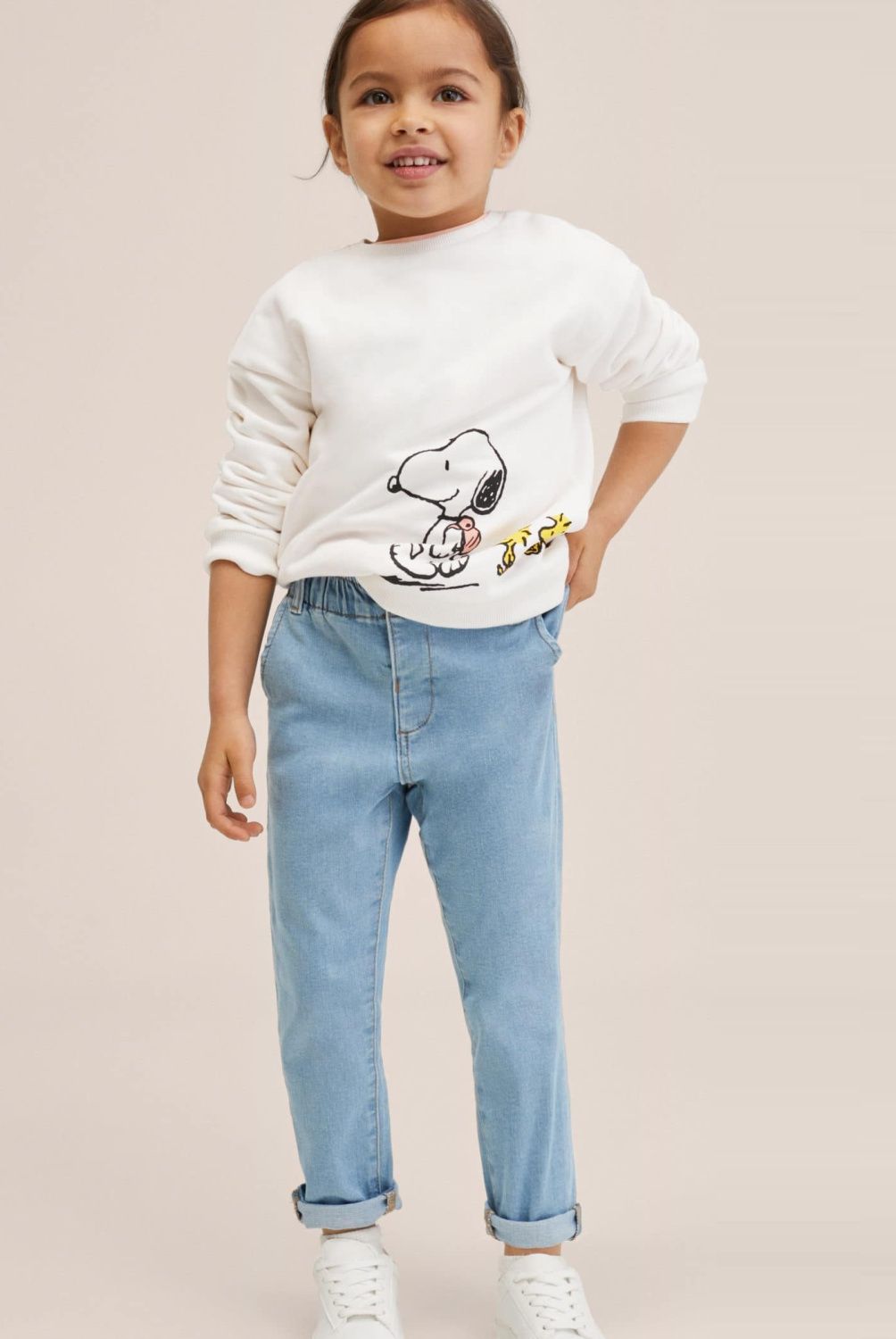 Mango Kids - Mango Kids Jeans Baggy Cintura Elástica Baggy Niña
